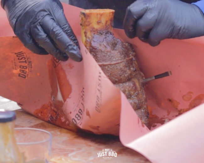 beef hammer in butcher paper 