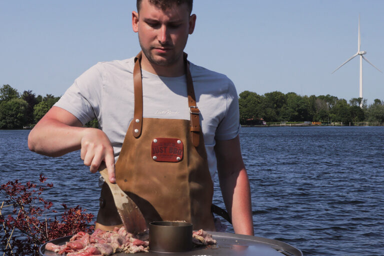 bbq chef preparing veal kebab doner kebab barbecue