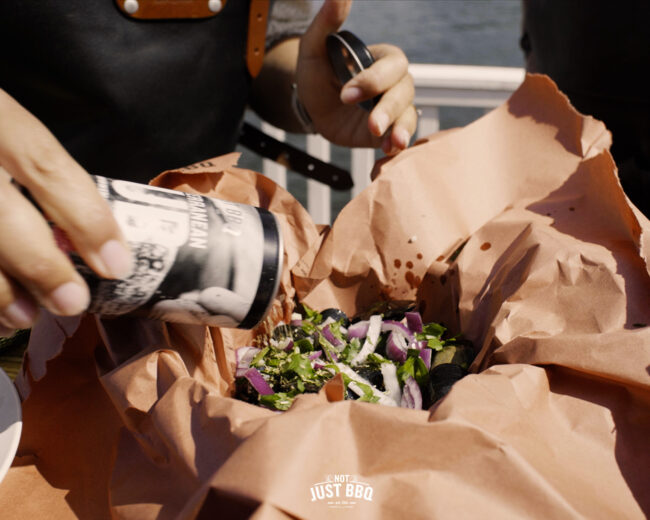 mussels with mediterranean spices seasoning mussels with Mediterranean herbs steamed in butcherpaper